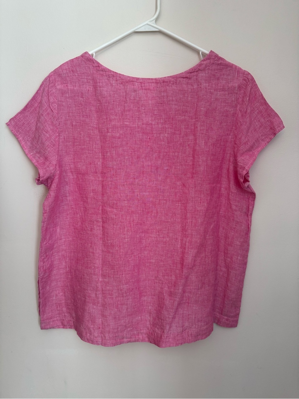 C&C California 100% Linen Pink Button Hem Short Sleeve Top Women’s Size Large - Picture 2 of 5